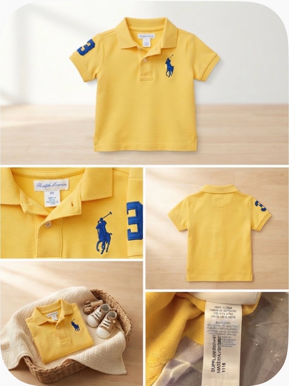 Ralph Lauren Yellow Polo with Blue Pony & Sleeve Patch